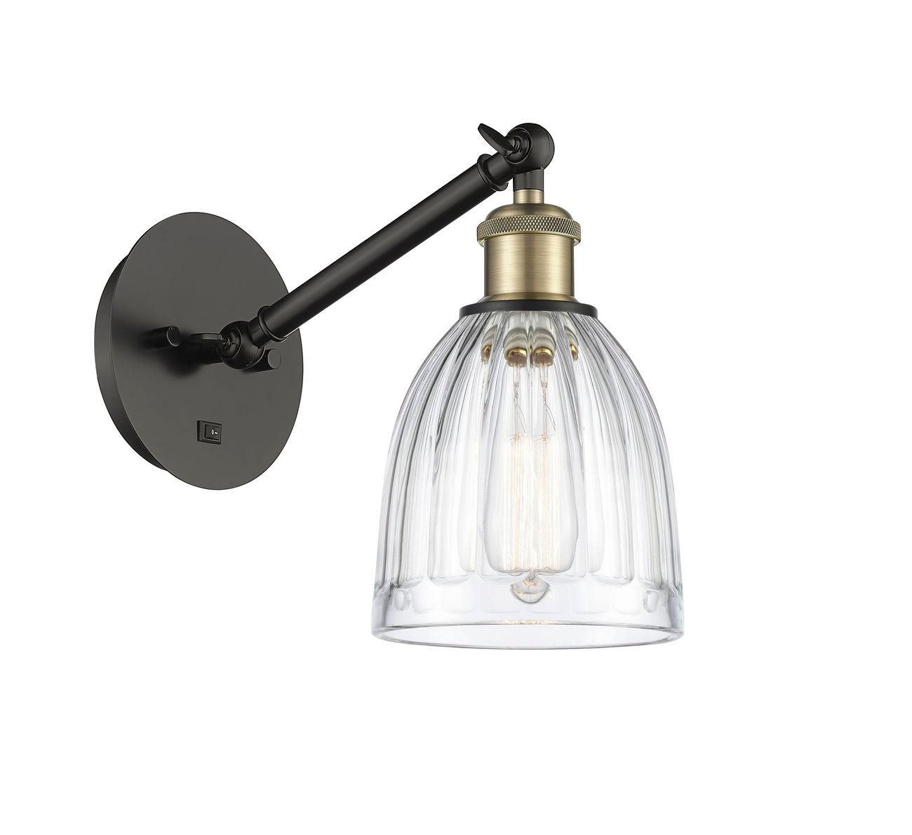 317-1W-BAB-G442 1-Light 5.75" Black Antique Brass Sconce - Clear Brookfield Glass - LED Bulb - Dimmensions: 5.75 x 12.875 x 12.75 - Glass Up or Down: Yes