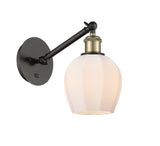 317-1W-BAB-G461-6 1-Light 5.75" Black Antique Brass Sconce - Cased Matte White Norfolk Glass - LED Bulb - Dimmensions: 5.75 x 12.875 x 12.625 - Glass Up or Down: Yes