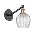 317-1W-BAB-G462-6 1-Light 5.75" Black Antique Brass Sconce - Clear Norfolk Glass - LED Bulb - Dimmensions: 5.75 x 12.875 x 12.625 - Glass Up or Down: Yes