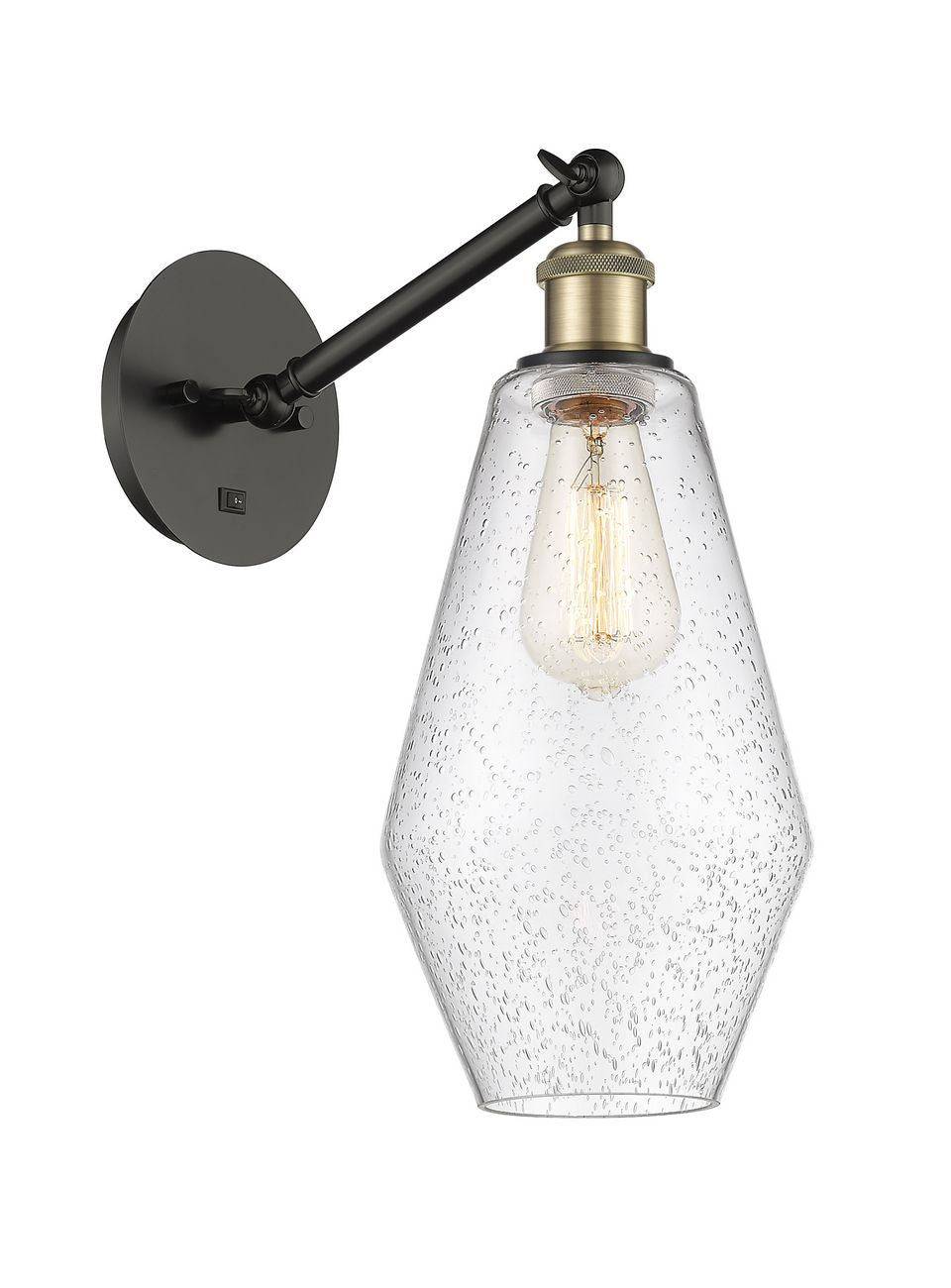 317-1W-BAB-G654-7 1-Light 7" Black Antique Brass Sconce - Seedy Cindyrella 7" Glass - LED Bulb - Dimmensions: 7 x 13.25 x 16 - Glass Up or Down: Yes