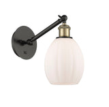 317-1W-BAB-G81 1-Light 6" Black Antique Brass Sconce - Matte White Eaton Glass - LED Bulb - Dimmensions: 6 x 12.75 x 13.75 - Glass Up or Down: Yes