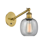 317-1W-BB-G104 1-Light 6" Brushed Brass Sconce - Seedy Belfast Glass - LED Bulb - Dimmensions: 6 x 13 x 12.75 - Glass Up or Down: Yes