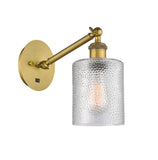 317-1W-BB-G112 1-Light 5.3" Brushed Brass Sconce - Clear Cobbleskill Glass - LED Bulb - Dimmensions: 5.3 x 12.5 x 12.75 - Glass Up or Down: Yes