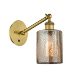 317-1W-BB-G116 1-Light 5.3" Brushed Brass Sconce - Mercury Cobbleskill Glass - LED Bulb - Dimmensions: 5.3 x 11.875 x 11.375 - Glass Up or Down: Yes
