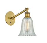 317-1W-BB-G2811 1-Light 6.25" Brushed Brass Sconce - Mouchette Hanover Glass - LED Bulb - Dimmensions: 6.25 x 13.125 x 14.75 - Glass Up or Down: Yes