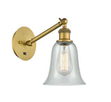 317-1W-BB-G2812 1-Light 6.25" Brushed Brass Sconce - Fishnet Hanover Glass - LED Bulb - Dimmensions: 6.25 x 13.125 x 14.75 - Glass Up or Down: Yes