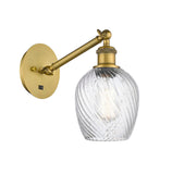 317-1W-BB-G292 1-Light 5.3" Brushed Brass Sconce - Clear Spiral Fluted Salina Glass - LED Bulb - Dimmensions: 5.3 x 12.5 x 12.75 - Glass Up or Down: Yes