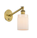 317-1W-BB-G341 1-Light 5.3" Brushed Brass Sconce - Matte White Hadley Glass - LED Bulb - Dimmensions: 5.3 x 12.25 x 12.75 - Glass Up or Down: Yes