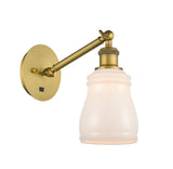 317-1W-BB-G391 1-Light 5.3" Brushed Brass Sconce - White Ellery Glass - LED Bulb - Dimmensions: 5.3 x 12.375 x 12.75 - Glass Up or Down: Yes
