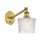 317-1W-BB-G402 1-Light 6.5" Brushed Brass Sconce - Clear Niagra Glass - LED Bulb - Dimmensions: 6.5 x 13.25 x 12.25 - Glass Up or Down: Yes