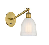 317-1W-BB-G441 1-Light 5.75" Brushed Brass Sconce - White Brookfield Glass - LED Bulb - Dimmensions: 5.75 x 12.875 x 12.75 - Glass Up or Down: Yes