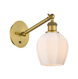 317-1W-BB-G461-6 1-Light 5.75" Brushed Brass Sconce - Cased Matte White Norfolk Glass - LED Bulb - Dimmensions: 5.75 x 12.875 x 12.625 - Glass Up or Down: Yes