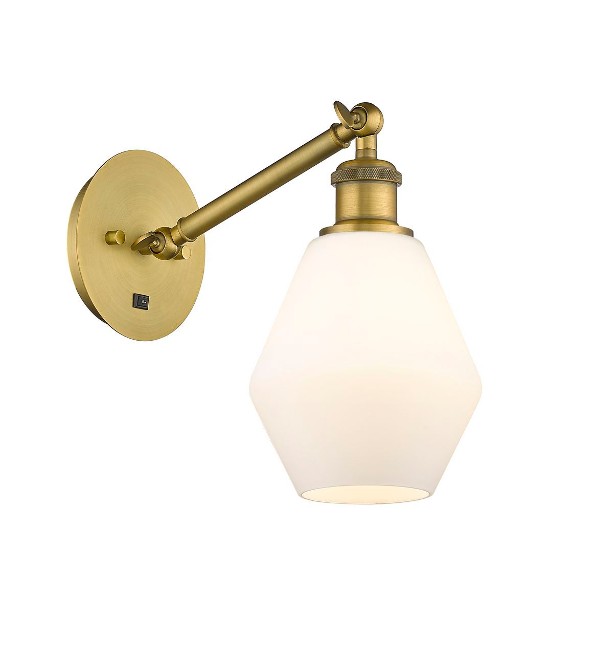 317-1W-BB-G651-6 1-Light 6" Brushed Brass Sconce - Cased Matte White Cindyrella 6" Glass - LED Bulb - Dimmensions: 6 x 12.875 x 11.375 - Glass Up or Down: Yes