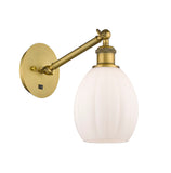 317-1W-BB-G81 1-Light 6" Brushed Brass Sconce - Matte White Eaton Glass - LED Bulb - Dimmensions: 6 x 12.75 x 13.75 - Glass Up or Down: Yes