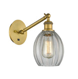 317-1W-BB-G82 1-Light 6" Brushed Brass Sconce - Clear Eaton Glass - LED Bulb - Dimmensions: 6 x 12.75 x 13.75 - Glass Up or Down: Yes