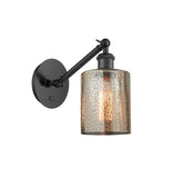 317-1W-BK-G116 1-Light 5.3" Matte Black Sconce - Mercury Cobbleskill Glass - LED Bulb - Dimmensions: 5.3 x 11.875 x 11.375 - Glass Up or Down: Yes