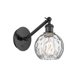 317-1W-BK-G1215-6 1-Light 6" Matte Black Sconce - Clear Athens Water Glass 6" Glass - LED Bulb - Dimmensions: 6 x 13 x 11.75 - Glass Up or Down: Yes