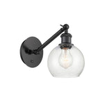 317-1W-BK-G124-6 1-Light 6" Matte Black Sconce - Seedy Athens Glass - LED Bulb - Dimmensions: 6 x 13 x 11.875 - Glass Up or Down: Yes