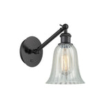 317-1W-BK-G2811 1-Light 6.25" Matte Black Sconce - Mouchette Hanover Glass - LED Bulb - Dimmensions: 6.25 x 13.125 x 14.75 - Glass Up or Down: Yes