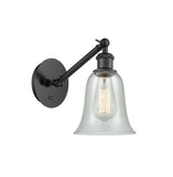 317-1W-BK-G2812 1-Light 6.25" Matte Black Sconce - Fishnet Hanover Glass - LED Bulb - Dimmensions: 6.25 x 13.125 x 14.75 - Glass Up or Down: Yes