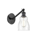 317-1W-BK-G394 1-Light 5.3" Matte Black Sconce - Seedy Ellery Glass - LED Bulb - Dimmensions: 5.3 x 12.375 x 12.75 - Glass Up or Down: Yes
