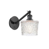 317-1W-BK-G402 1-Light 6.5" Matte Black Sconce - Clear Niagra Glass - LED Bulb - Dimmensions: 6.5 x 13.25 x 12.25 - Glass Up or Down: Yes