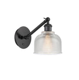 317-1W-BK-G412 1-Light 5.5" Matte Black Sconce - Clear Dayton Glass - LED Bulb - Dimmensions: 5.5 x 12.75 x 12.25 - Glass Up or Down: Yes