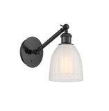317-1W-BK-G441 1-Light 5.75" Matte Black Sconce - White Brookfield Glass - LED Bulb - Dimmensions: 5.75 x 12.875 x 12.75 - Glass Up or Down: Yes