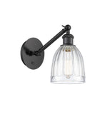 317-1W-BK-G442 1-Light 5.75" Matte Black Sconce - Clear Brookfield Glass - LED Bulb - Dimmensions: 5.75 x 12.875 x 12.75 - Glass Up or Down: Yes