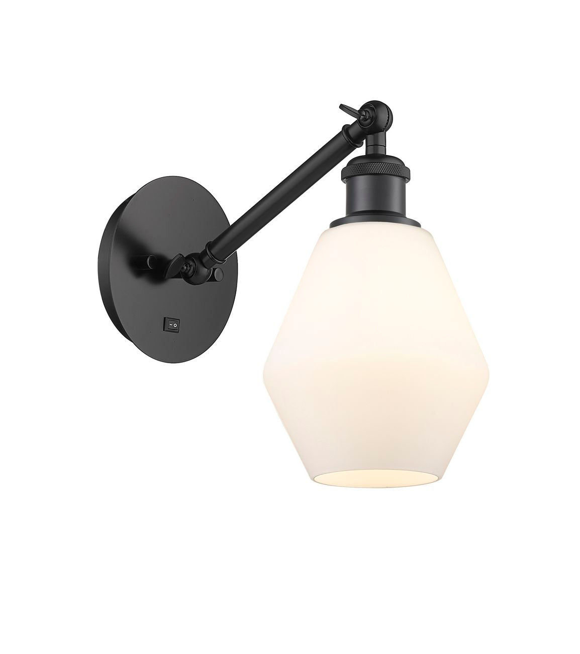 317-1W-BK-G651-6 1-Light 6" Matte Black Sconce - Cased Matte White Cindyrella 6" Glass - LED Bulb - Dimmensions: 6 x 12.875 x 11.375 - Glass Up or Down: Yes