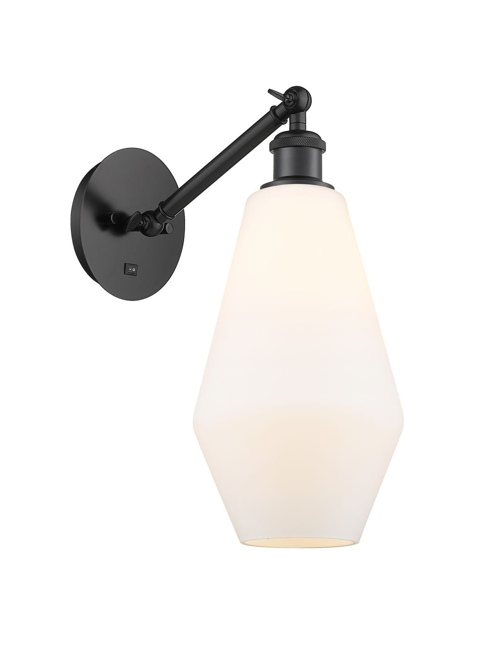 317-1W-BK-G651-7 1-Light 7" Matte Black Sconce - Cased Matte White Cindyrella 7" Glass - LED Bulb - Dimmensions: 7 x 13.25 x 16 - Glass Up or Down: Yes
