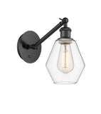 317-1W-BK-G652-6 1-Light 6" Matte Black Sconce - Clear Cindyrella 6" Glass - LED Bulb - Dimmensions: 6 x 12.875 x 11.375 - Glass Up or Down: Yes
