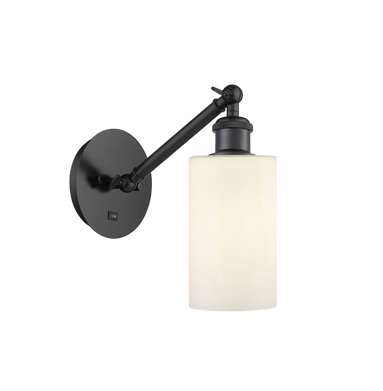 317-1W-BK-G801 1-Light 5.3" Matte Black Sconce - Matte White Clymer Glass - LED Bulb - Dimmensions: 5.3 x 11.9375 x 12.625 - Glass Up or Down: Yes
