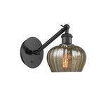 317-1W-BK-G96 1-Light 6.5" Matte Black Sconce - Mercury Fenton Glass - LED Bulb - Dimmensions: 6.5 x 12.625 x 9.875 - Glass Up or Down: Yes