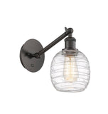 1-Light 6" Oil Rubbed Bronze Sconce - Deco Swirl Belfast Glass - LED Bulb Included