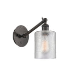 317-1W-OB-G112 1-Light 5.3" Oil Rubbed Bronze Sconce - Clear Cobbleskill Glass - LED Bulb - Dimmensions: 5.3 x 12.5 x 12.75 - Glass Up or Down: Yes