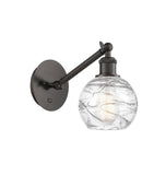 317-1W-OB-G1213-6 1-Light 6" Oil Rubbed Bronze Sconce - Clear Athens Deco Swirl 8" Glass - LED Bulb - Dimmensions: 6 x 13 x 11.75 - Glass Up or Down: Yes