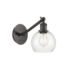 317-1W-OB-G122-6 1-Light 6" Oil Rubbed Bronze Sconce - Clear Athens Glass - LED Bulb - Dimmensions: 6 x 13 x 11.875 - Glass Up or Down: Yes