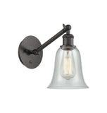 317-1W-OB-G2812 1-Light 6.25" Oil Rubbed Bronze Sconce - Fishnet Hanover Glass - LED Bulb - Dimmensions: 6.25 x 13.125 x 14.75 - Glass Up or Down: Yes