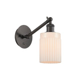 317-1W-OB-G341 1-Light 5.3" Oil Rubbed Bronze Sconce - Matte White Hadley Glass - LED Bulb - Dimmensions: 5.3 x 12.25 x 12.75 - Glass Up or Down: Yes