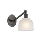 317-1W-OB-G411 1-Light 5.5" Oil Rubbed Bronze Sconce - White Dayton Glass - LED Bulb - Dimmensions: 5.5 x 12.75 x 12.25 - Glass Up or Down: Yes