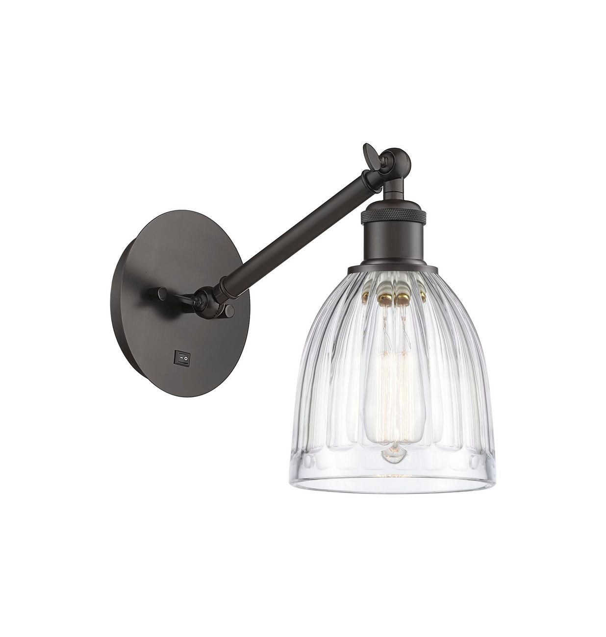 317-1W-OB-G442 1-Light 5.75" Oil Rubbed Bronze Sconce - Clear Brookfield Glass - LED Bulb - Dimmensions: 5.75 x 12.875 x 12.75 - Glass Up or Down: Yes