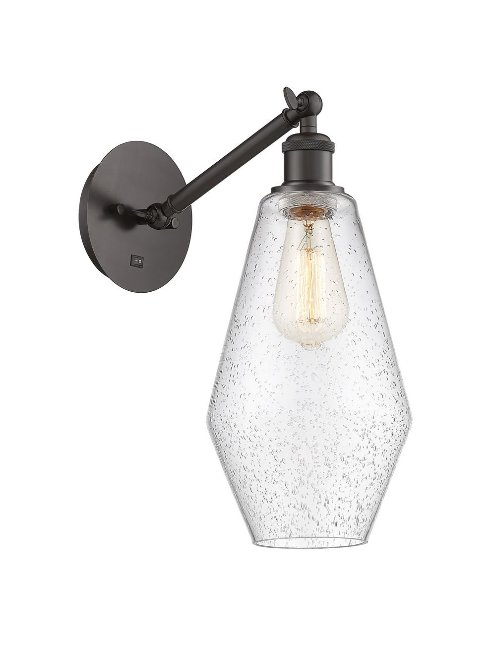 317-1W-OB-G654-7 1-Light 7" Oil Rubbed Bronze Sconce - Seedy Cindyrella 7" Glass - LED Bulb - Dimmensions: 7 x 13.25 x 16 - Glass Up or Down: Yes