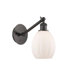 317-1W-OB-G81 1-Light 6" Oil Rubbed Bronze Sconce - Matte White Eaton Glass - LED Bulb - Dimmensions: 6 x 12.75 x 13.75 - Glass Up or Down: Yes