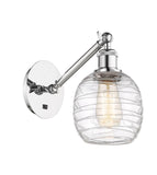 1-Light 6" Polished Chrome Sconce - Deco Swirl Belfast Glass - LED Bulb Included