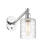317-1W-PC-G1113 1-Light 5.3" Polished Chrome Sconce - Deco Swirl Cobbleskill Glass - LED Bulb - Dimmensions: 5.3 x 12.5 x 12.75 - Glass Up or Down: Yes