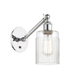 317-1W-PC-G342 1-Light 5.3" Polished Chrome Sconce - Clear Hadley Glass - LED Bulb - Dimmensions: 5.3 x 12.25 x 12.75 - Glass Up or Down: Yes