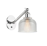 317-1W-PC-G412 1-Light 5.5" Polished Chrome Sconce - Clear Dayton Glass - LED Bulb - Dimmensions: 5.5 x 12.75 x 12.25 - Glass Up or Down: Yes