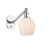 317-1W-PC-G461-6 1-Light 5.75" Polished Chrome Sconce - Cased Matte White Norfolk Glass - LED Bulb - Dimmensions: 5.75 x 12.875 x 12.625 - Glass Up or Down: Yes