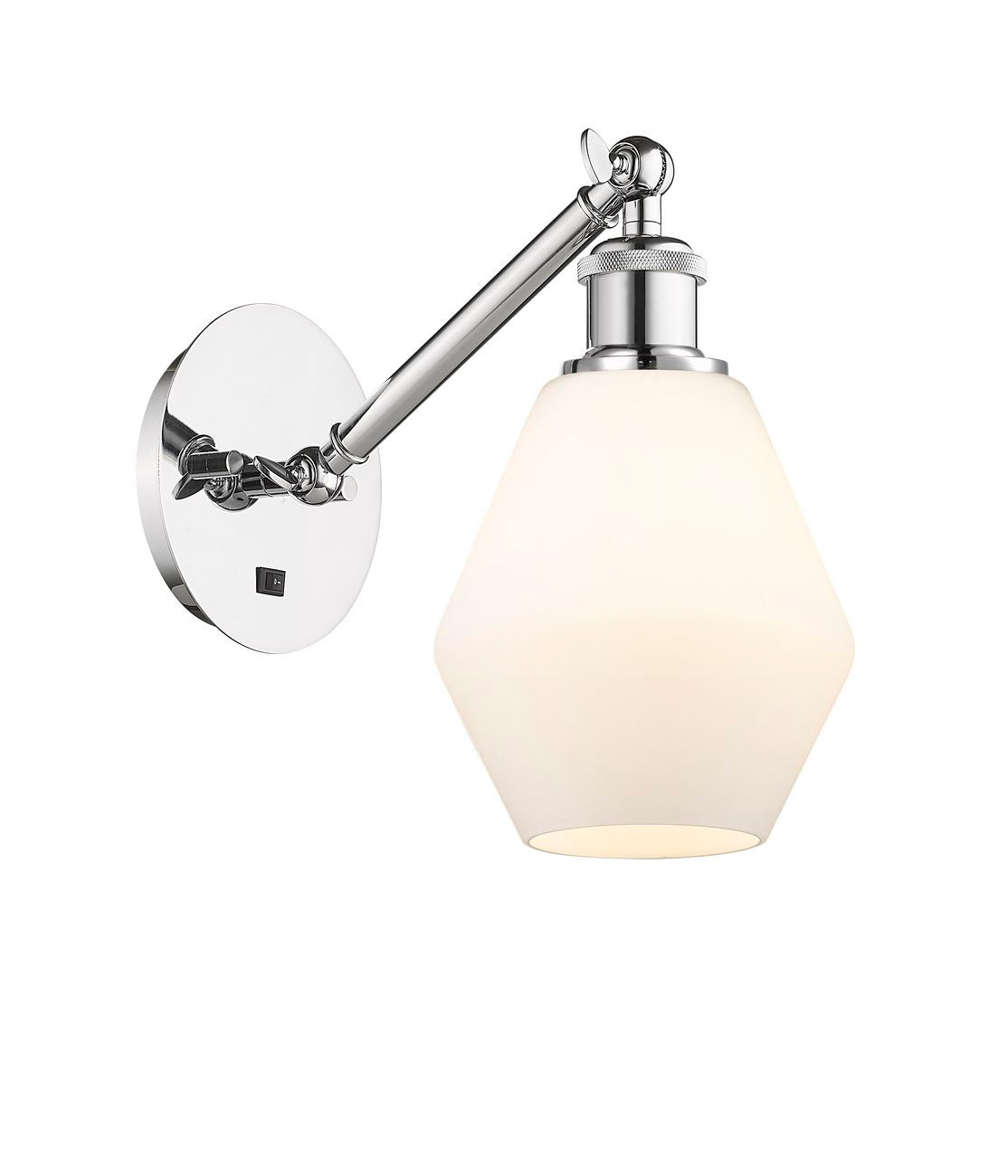 317-1W-PC-G651-6 1-Light 6" Polished Chrome Sconce - Cased Matte White Cindyrella 6" Glass - LED Bulb - Dimmensions: 6 x 12.875 x 11.375 - Glass Up or Down: Yes